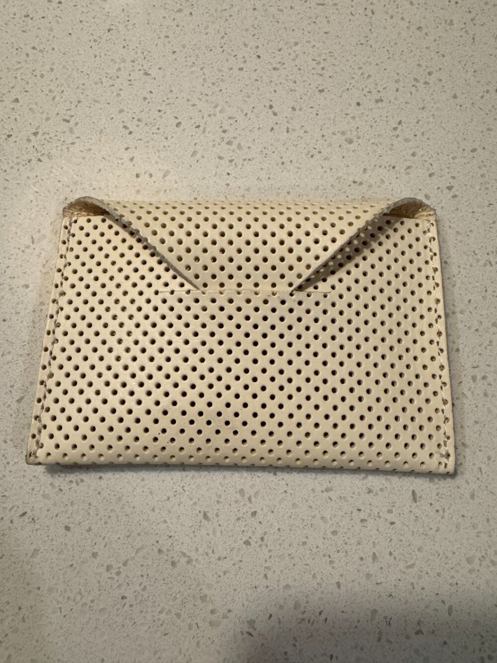 Clare V. Perforated Leather card case / card holder- hand painted monogram